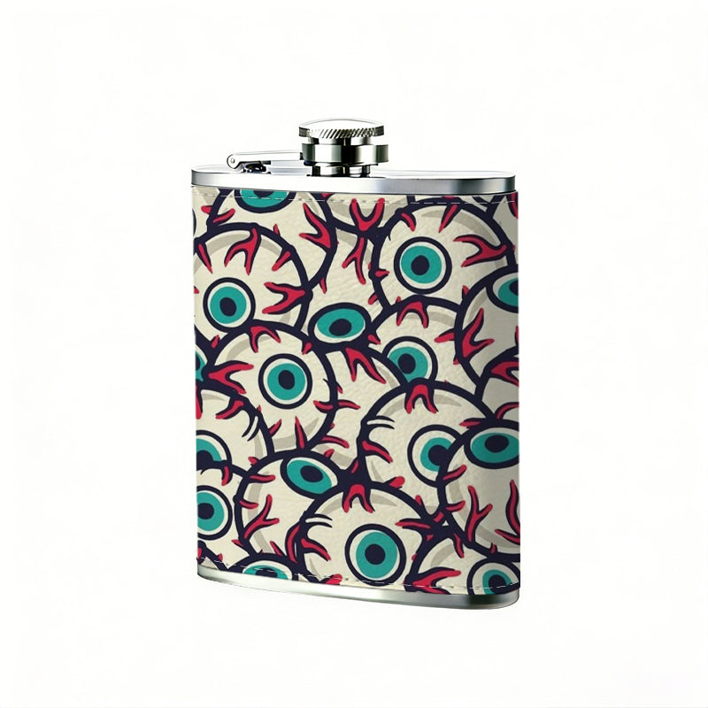 Retro circular floral pattern PU Flask, Men's Personalized Water Bottle, Leather Hip Bottle, Groom Gifts, Groom Suggestions, Wedding Party Favors, Best Christmas Gifts, Christmas Gifts, Christmas, Can Be Used in 4 Seasons