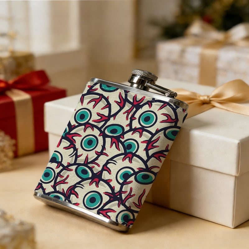 Retro circular floral pattern PU Flask, Men's Personalized Water Bottle, Leather Hip Bottle, Groom Gifts, Groom Suggestions, Wedding Party Favors, Best Christmas Gifts, Christmas Gifts, Christmas, Can Be Used in 4 Seasons