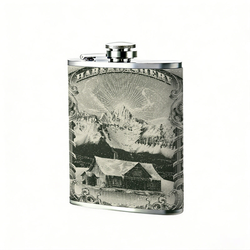 Vintage striped decorative badge PU Flask, Men's Personalized Water Bottle, Leather Hip Bottle, Groom Gifts, Groom Suggestions, Wedding Party Favors, Best Christmas Gifts, Christmas Gifts, Christmas, Can Be Used in 4 Seasons