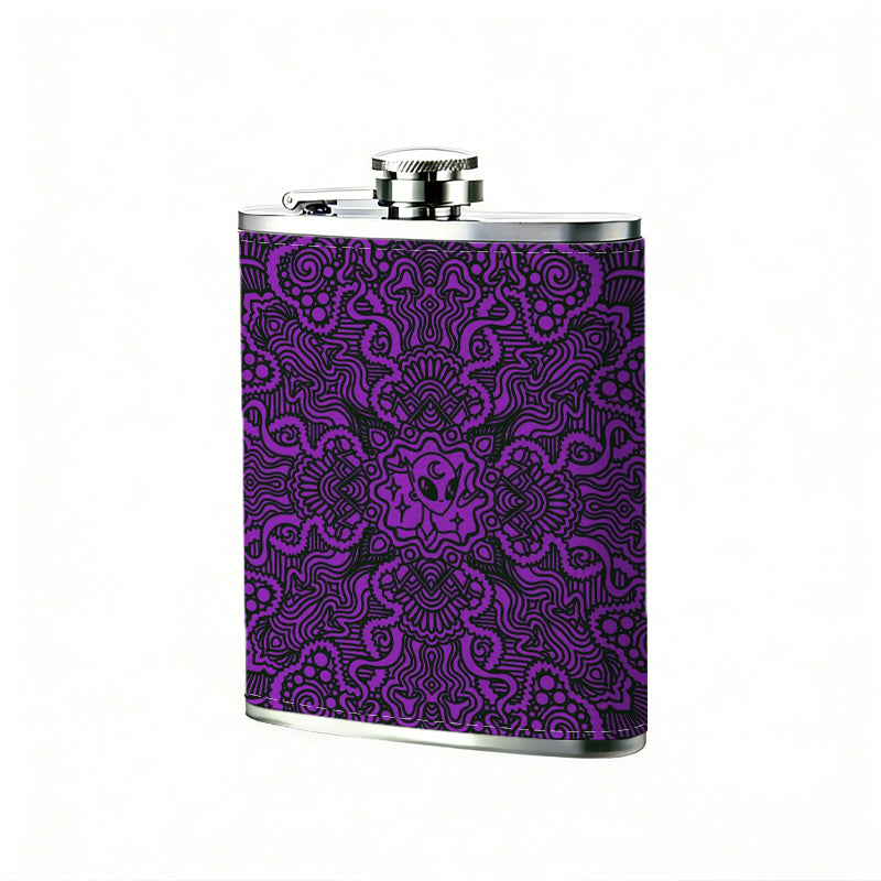 Purple grainy static background PU Flask, Men's Personalized Water Bottle, Leather Hip Bottle, Groom Gifts, Groom Suggestions, Wedding Party Favors, Best Christmas Gifts, Christmas Gifts, Christmas, Can Be Used in 4 Seasons
