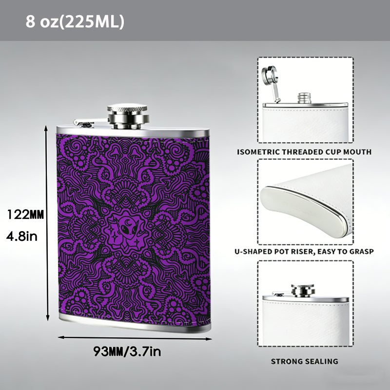 Purple grainy static background PU Flask, Men's Personalized Water Bottle, Leather Hip Bottle, Groom Gifts, Groom Suggestions, Wedding Party Favors, Best Christmas Gifts, Christmas Gifts, Christmas, Can Be Used in 4 Seasons