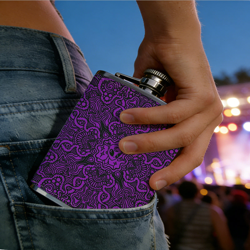 Purple grainy static background PU Flask, Men's Personalized Water Bottle, Leather Hip Bottle, Groom Gifts, Groom Suggestions, Wedding Party Favors, Best Christmas Gifts, Christmas Gifts, Christmas, Can Be Used in 4 Seasons