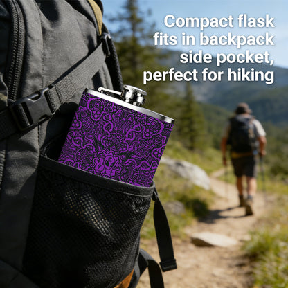 Purple grainy static background PU Flask, Men's Personalized Water Bottle, Leather Hip Bottle, Groom Gifts, Groom Suggestions, Wedding Party Favors, Best Christmas Gifts, Christmas Gifts, Christmas, Can Be Used in 4 Seasons