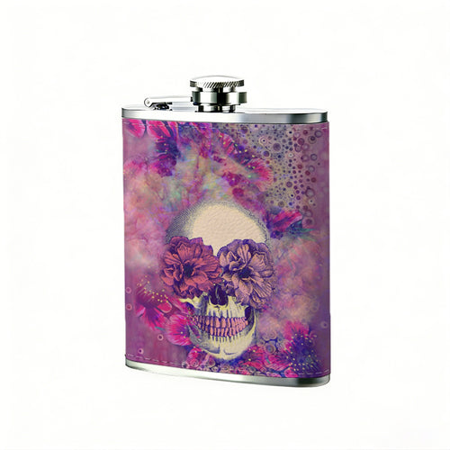 Abstract smiling face on purple background PU Flask, Men's Personalized Water Bottle, Leather Hip Bottle, Groom Gifts, Groom Suggestions, Wedding Party Favors, Best Christmas Gifts, Christmas Gifts, Christmas, Can Be Used in 4 Seasons