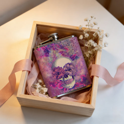 Abstract smiling face on purple background PU Flask, Men's Personalized Water Bottle, Leather Hip Bottle, Groom Gifts, Groom Suggestions, Wedding Party Favors, Best Christmas Gifts, Christmas Gifts, Christmas, Can Be Used in 4 Seasons