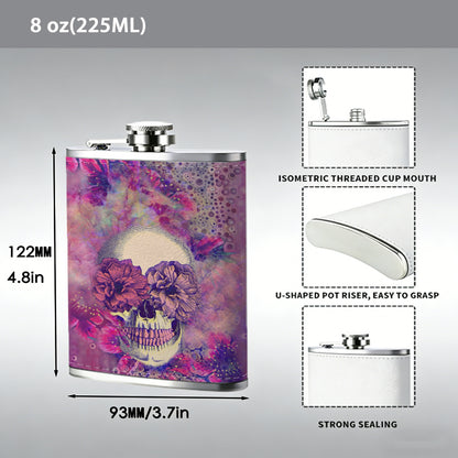 Abstract smiling face on purple background PU Flask, Men's Personalized Water Bottle, Leather Hip Bottle, Groom Gifts, Groom Suggestions, Wedding Party Favors, Best Christmas Gifts, Christmas Gifts, Christmas, Can Be Used in 4 Seasons