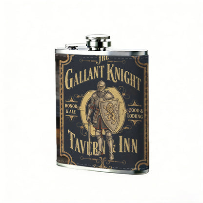 Gallant Knight Tavern Inn sign PU Flask, Men's Personalized Water Bottle, Leather Hip Bottle, Groom Gifts, Groom Suggestions, Wedding Party Favors, Best Christmas Gifts, Christmas Gifts, Christmas, Can Be Used in 4 Seasons