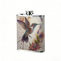 Watercolor hummingbird and flowers PU Flask, Men's Personalized Water Bottle, Leather Hip Bottle, Groom Gifts, Groom Suggestions, Wedding Party Favors, Best Christmas Gifts, Christmas Gifts, Christmas, Can Be Used in 4 Seasons