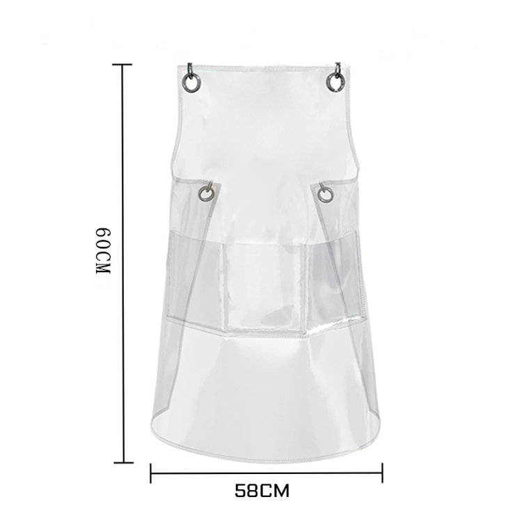 Transparent TPU waterproof apron for high-end salons, specially designed for hairdressers. It features a hair dyeing, perming, styling and cutting service. It is a non-staining work uniform