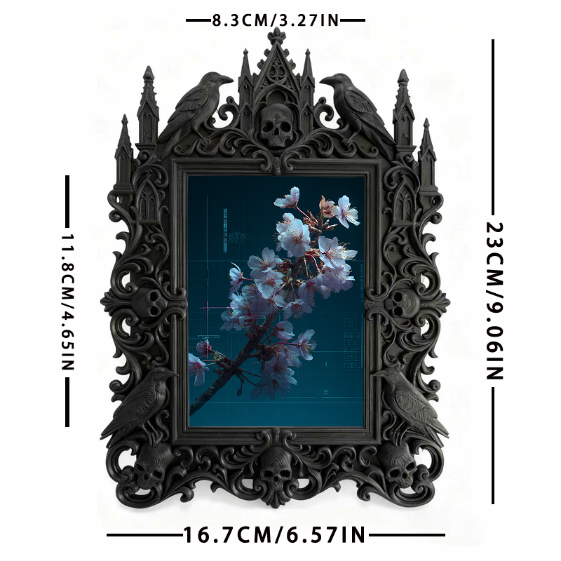 Gothic Dark-style Photo Frame | Tattoo Shop Wall Decor, Photo Ornament, Wall-mountable & Tabletop, Waterproof Plastic Frame