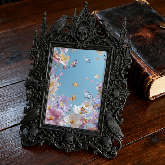 Gothic Dark-style Photo Frame | Gaming Room Table Decor, Photo Ornament, Wall-mountable & Tabletop, Waterproof Plastic Frame