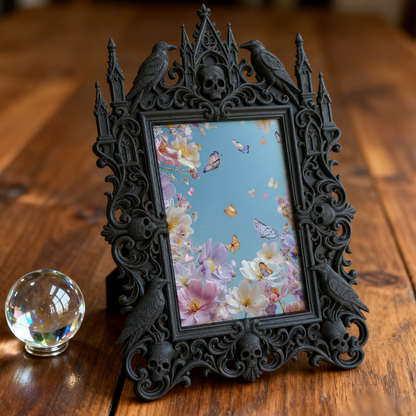 Gothic Dark-style Photo Frame | Gaming Room Table Decor, Photo Ornament, Wall-mountable & Tabletop, Waterproof Plastic Frame