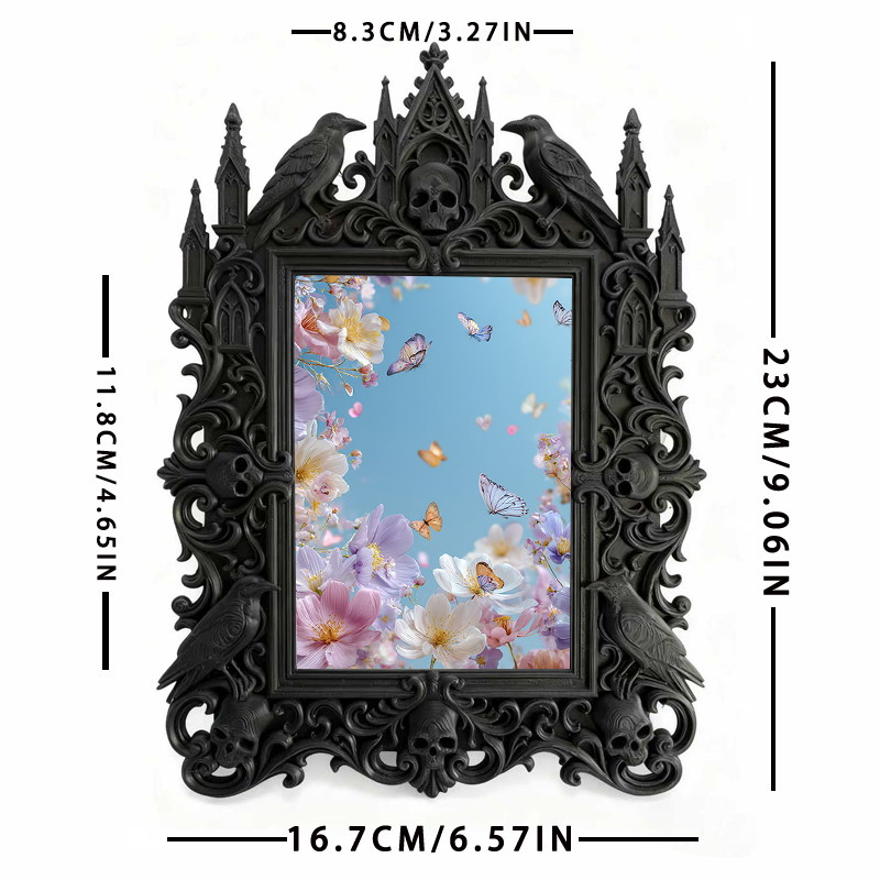 Gothic Dark-style Photo Frame | Gaming Room Table Decor, Photo Ornament, Wall-mountable & Tabletop, Waterproof Plastic Frame