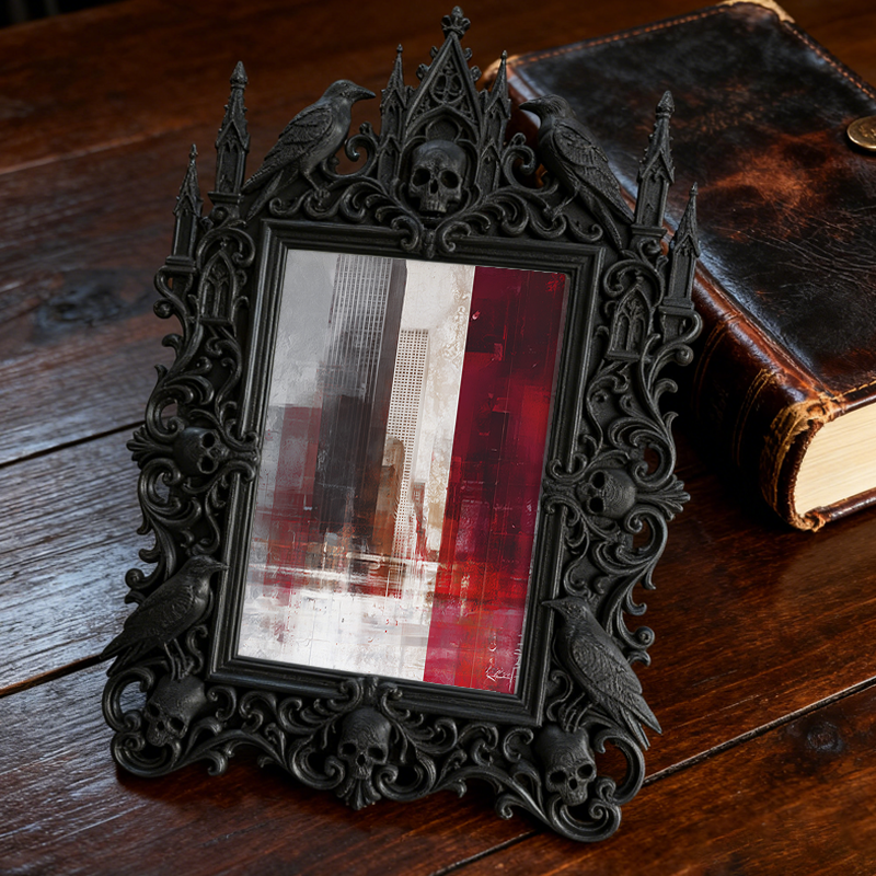 Gothic Dark-style Photo Frame | Tarot Shop Mystic Corner Decor, Photo Ornament, Wall-mountable & Tabletop, Waterproof Plastic Frame