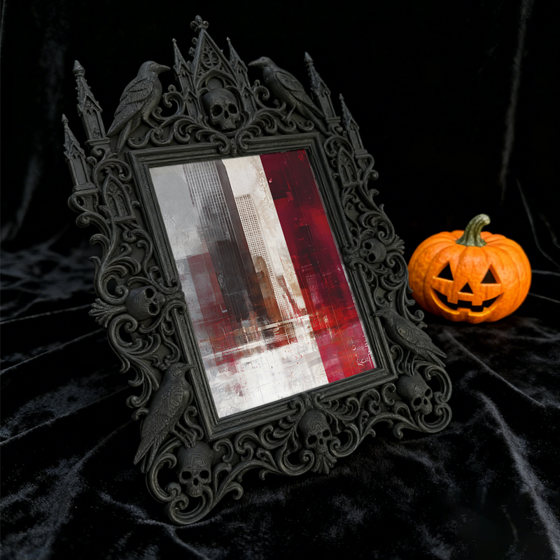 Gothic Dark-style Photo Frame | Tarot Shop Mystic Corner Decor, Photo Ornament, Wall-mountable & Tabletop, Waterproof Plastic Frame