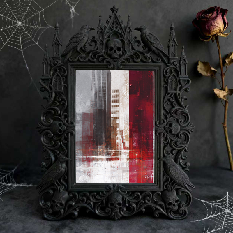 Gothic Dark-style Photo Frame | Tarot Shop Mystic Corner Decor, Photo Ornament, Wall-mountable & Tabletop, Waterproof Plastic Frame
