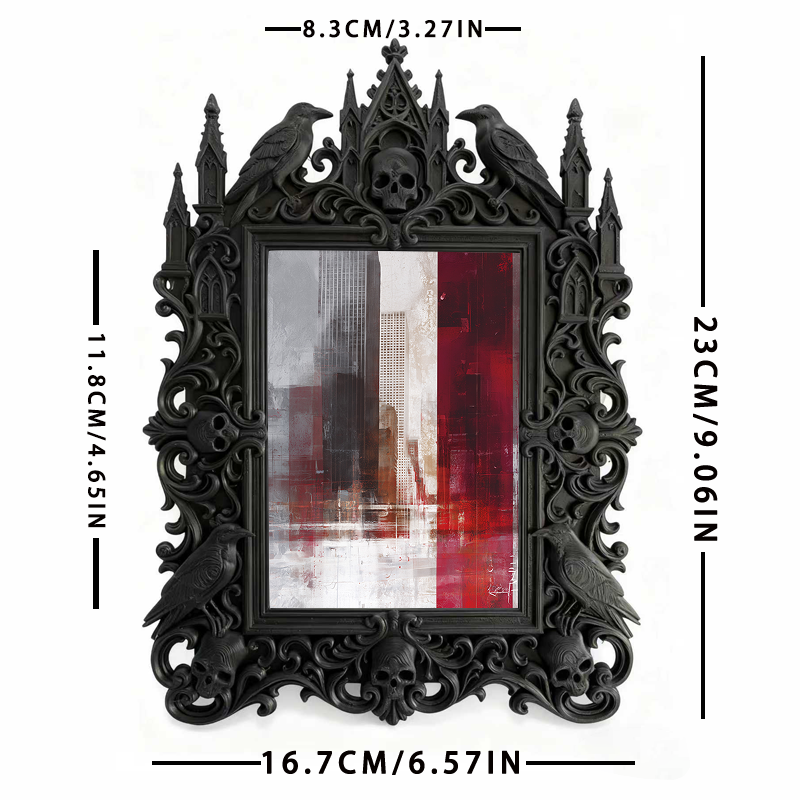 Gothic Dark-style Photo Frame | Tarot Shop Mystic Corner Decor, Photo Ornament, Wall-mountable & Tabletop, Waterproof Plastic Frame