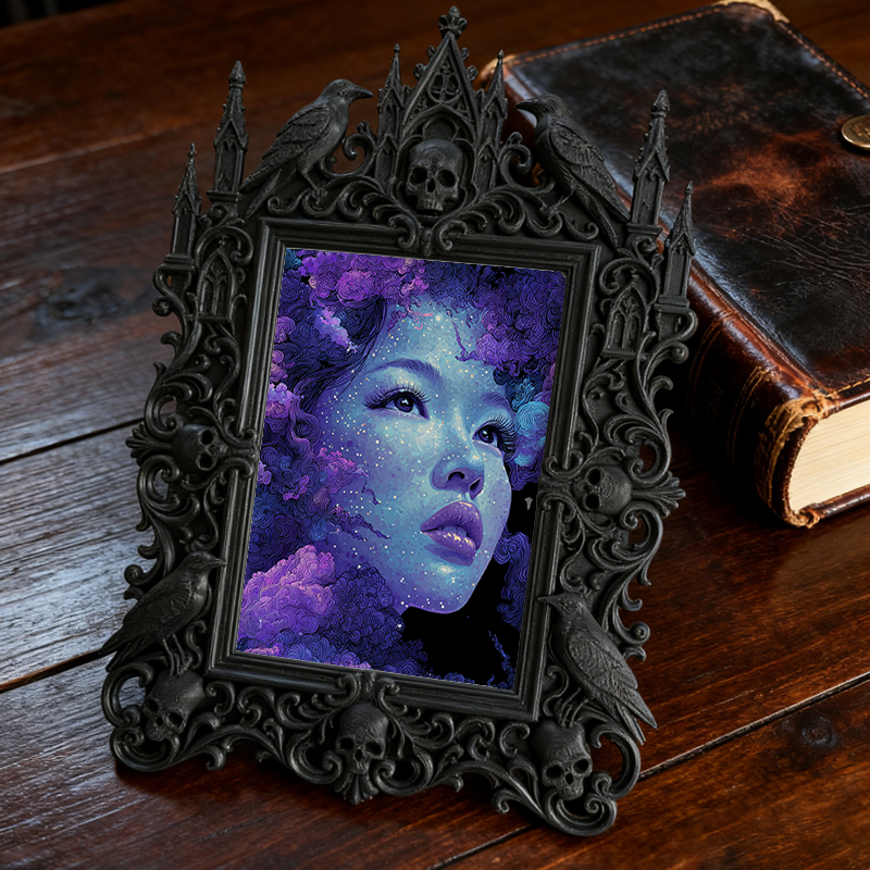 Gothic Dark-style Photo Frame | Gothic-themed Homestay Room Decor, Photo Ornament, Wall-mountable & Tabletop, Waterproof Plastic Frame