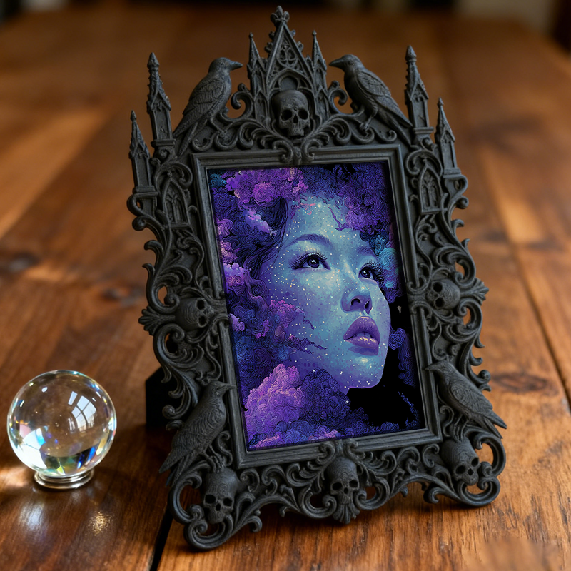 Gothic Dark-style Photo Frame | Gothic-themed Homestay Room Decor, Photo Ornament, Wall-mountable & Tabletop, Waterproof Plastic Frame