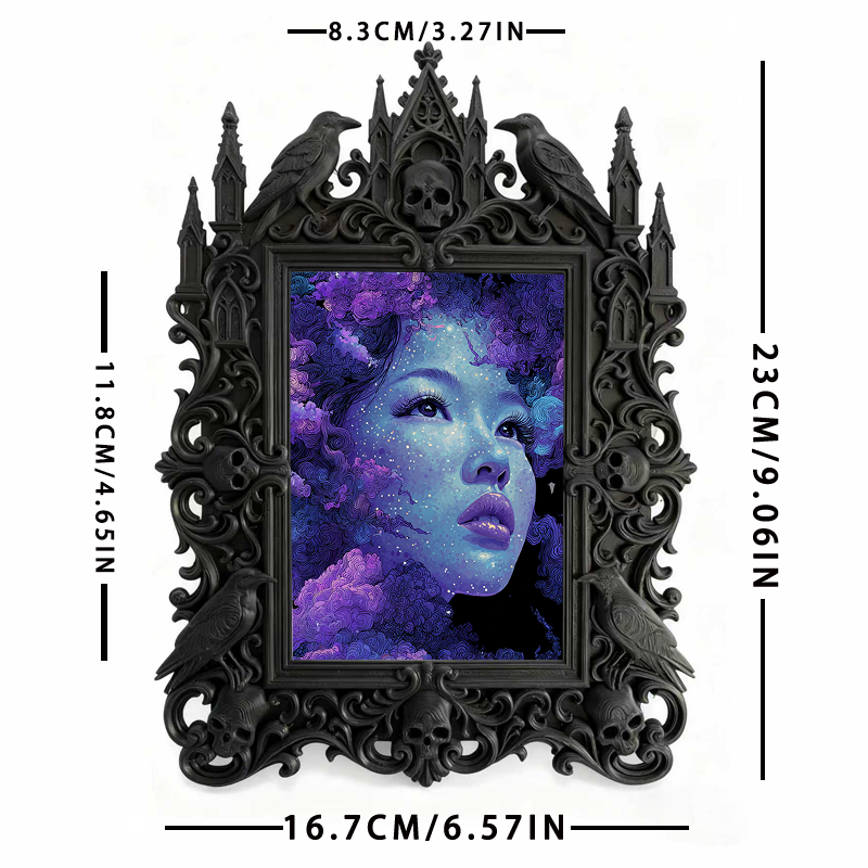 Gothic Dark-style Photo Frame | Gothic-themed Homestay Room Decor, Photo Ornament, Wall-mountable & Tabletop, Waterproof Plastic Frame