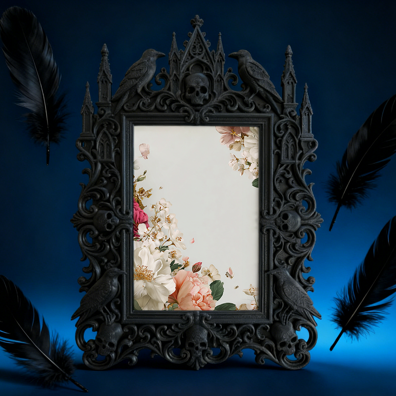 Gothic Dark-style Photo Frame | Figure Cabinet Matching Decor, Photo Ornament, Wall-mountable & Tabletop, Waterproof Plastic Frame