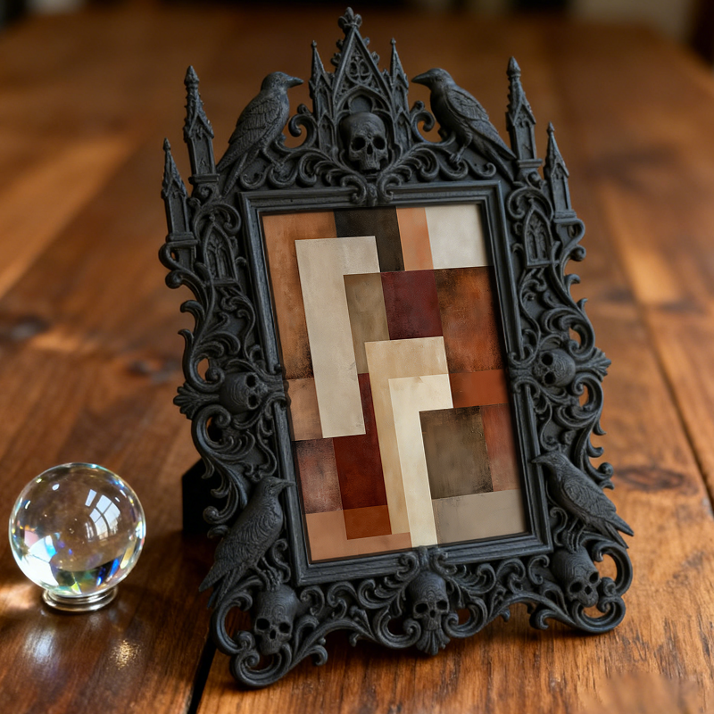 Gothic Dark-style Photo Frame | Bar Counter Corner Decor, Photo Ornament, Wall-mountable & Tabletop, Waterproof Plastic Frame