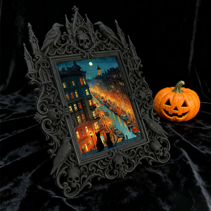 Gothic Dark-style Photo Frame | Halloween Party Atmosphere Decor, Photo Ornament, Wall-mountable & Tabletop, Waterproof Plastic Frame