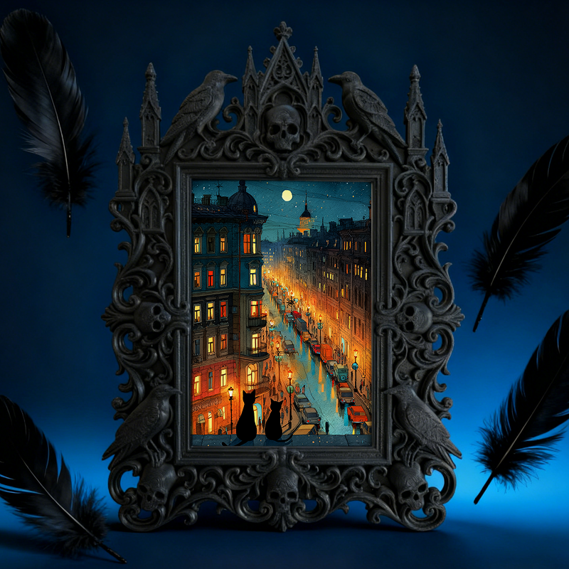 Gothic Dark-style Photo Frame | Halloween Party Atmosphere Decor, Photo Ornament, Wall-mountable & Tabletop, Waterproof Plastic Frame