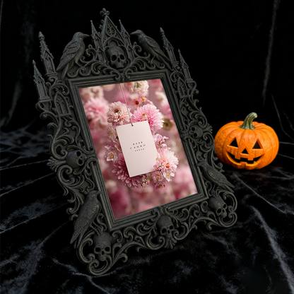 Gothic Dark-style Photo Frame | Pet Memorial Corner Decor, Photo Ornament, Wall-mountable & Tabletop, Waterproof Plastic Frame