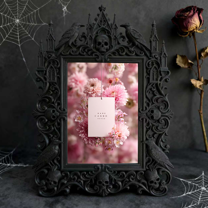 Gothic Dark-style Photo Frame | Pet Memorial Corner Decor, Photo Ornament, Wall-mountable & Tabletop, Waterproof Plastic Frame