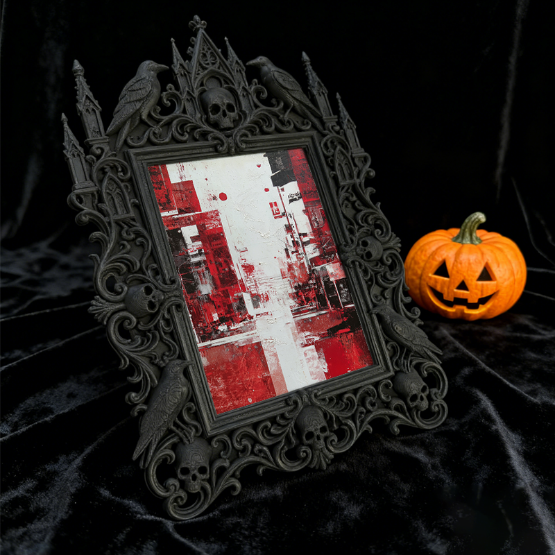 Gothic Dark-style Photo Frame | Handmade Candle Studio Table Decor, Photo Ornament, Wall-mountable & Tabletop, Waterproof Plastic Frame