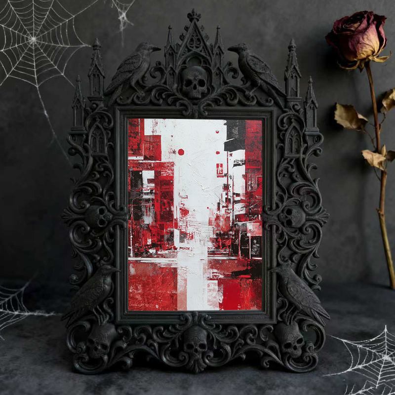 Gothic Dark-style Photo Frame | Handmade Candle Studio Table Decor, Photo Ornament, Wall-mountable & Tabletop, Waterproof Plastic Frame