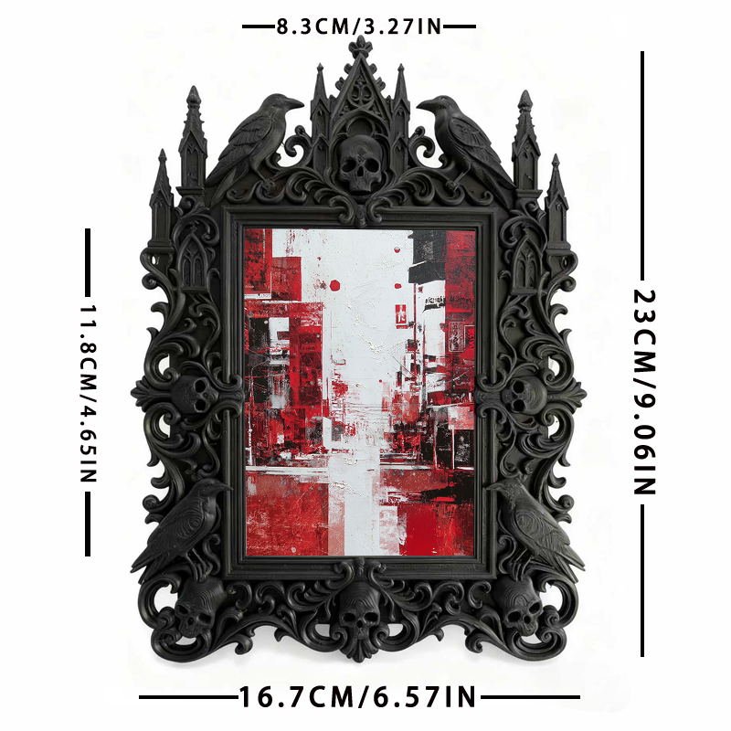 Gothic Dark-style Photo Frame | Handmade Candle Studio Table Decor, Photo Ornament, Wall-mountable & Tabletop, Waterproof Plastic Frame