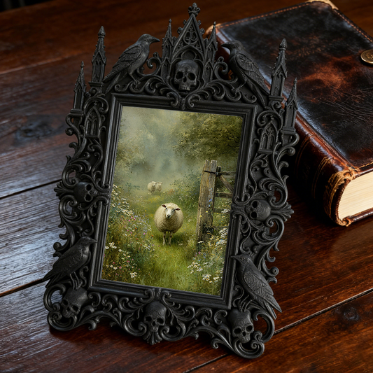 Gothic Dark-style Photo Frame | Escape Room Clue Wall Decor, Photo Ornament, Wall-mountable & Tabletop, Waterproof Plastic Frame