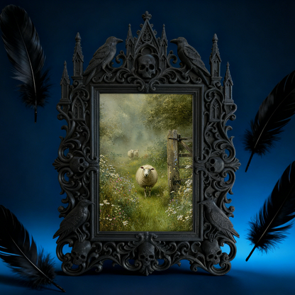Gothic Dark-style Photo Frame | Escape Room Clue Wall Decor, Photo Ornament, Wall-mountable & Tabletop, Waterproof Plastic Frame
