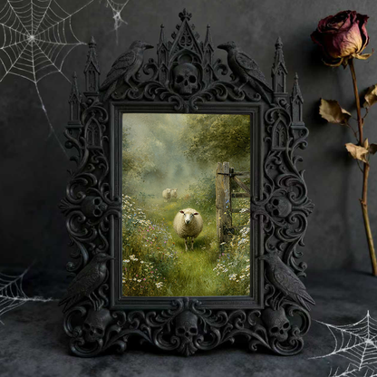 Gothic Dark-style Photo Frame | Escape Room Clue Wall Decor, Photo Ornament, Wall-mountable & Tabletop, Waterproof Plastic Frame