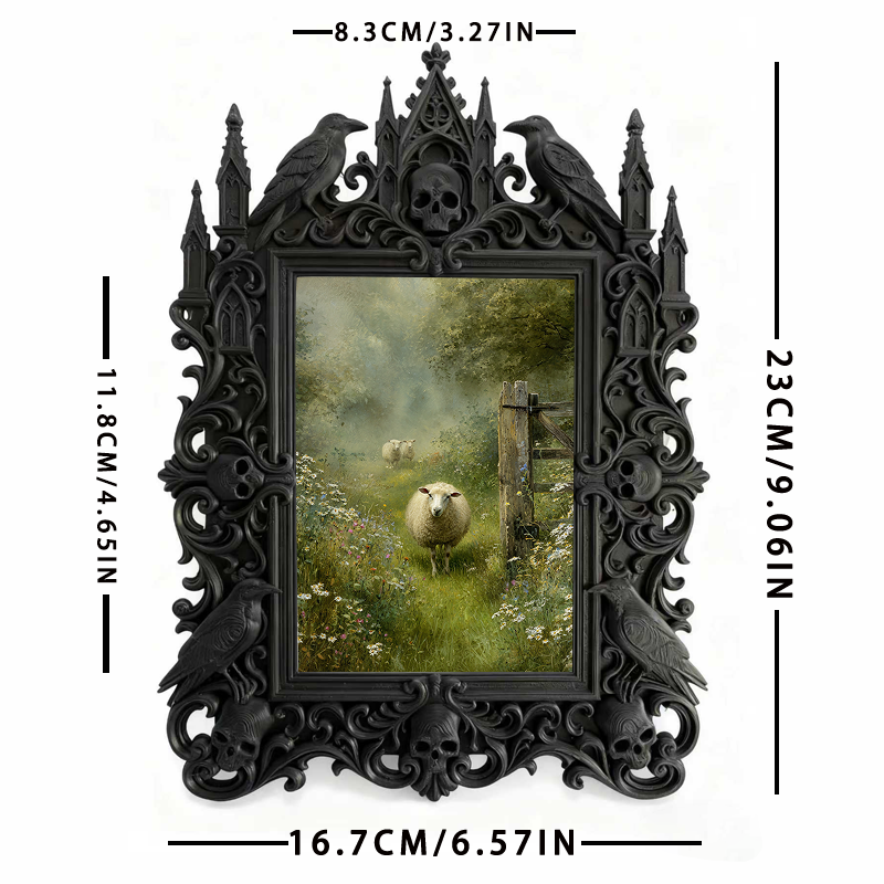 Gothic Dark-style Photo Frame | Escape Room Clue Wall Decor, Photo Ornament, Wall-mountable & Tabletop, Waterproof Plastic Frame