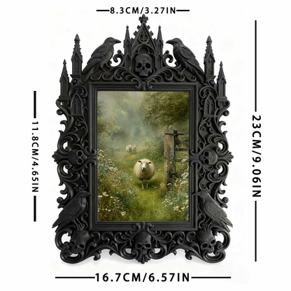 Gothic Dark-style Photo Frame | Escape Room Clue Wall Decor, Photo Ornament, Wall-mountable & Tabletop, Waterproof Plastic Frame