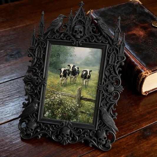 Gothic Dark-style Photo Frame | Dark Florist Shop Window Decor, Photo Ornament, Wall-mountable & Tabletop, Waterproof Plastic Frame