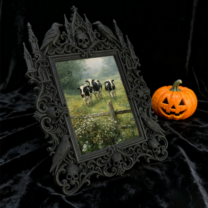 Gothic Dark-style Photo Frame | Dark Florist Shop Window Decor, Photo Ornament, Wall-mountable & Tabletop, Waterproof Plastic Frame