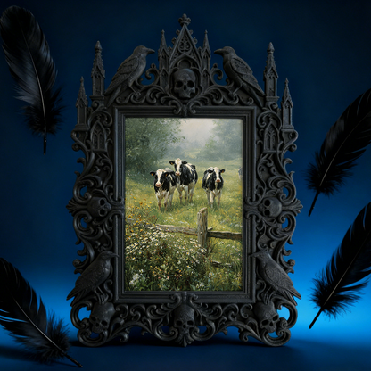 Gothic Dark-style Photo Frame | Dark Florist Shop Window Decor, Photo Ornament, Wall-mountable & Tabletop, Waterproof Plastic Frame