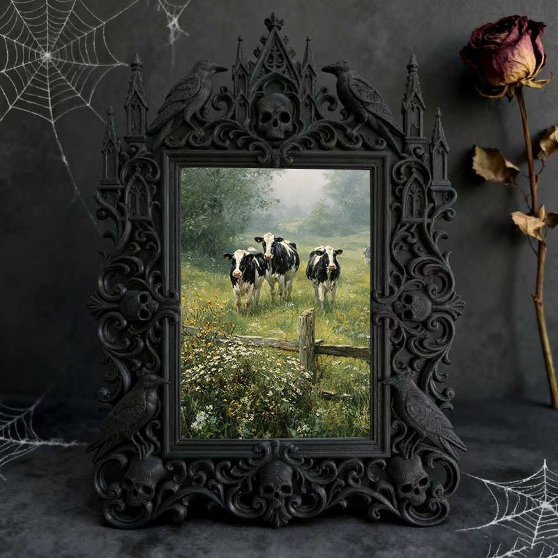 Gothic Dark-style Photo Frame | Dark Florist Shop Window Decor, Photo Ornament, Wall-mountable & Tabletop, Waterproof Plastic Frame