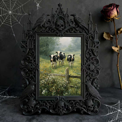 Gothic Dark-style Photo Frame | Dark Florist Shop Window Decor, Photo Ornament, Wall-mountable & Tabletop, Waterproof Plastic Frame