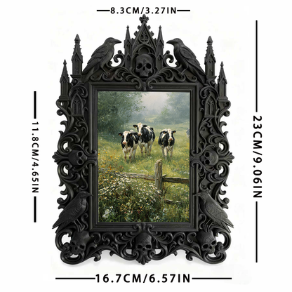Gothic Dark-style Photo Frame | Dark Florist Shop Window Decor, Photo Ornament, Wall-mountable & Tabletop, Waterproof Plastic Frame