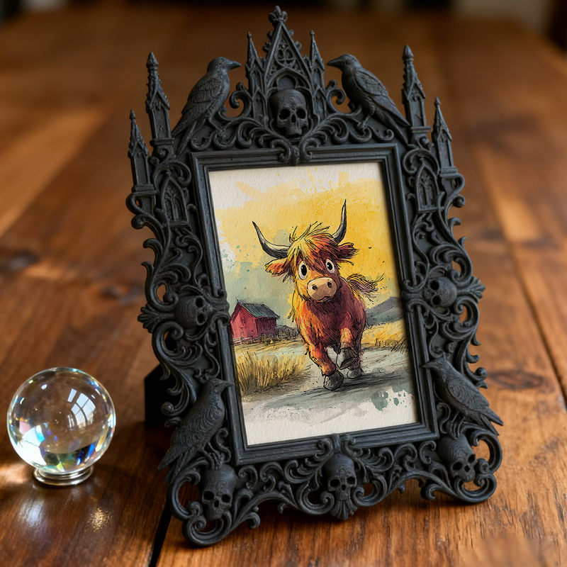 Gothic Dark-style Photo Frame | Rock Band Rehearsal Room Decor, Photo Ornament, Wall-mountable & Tabletop, Waterproof Plastic Frame