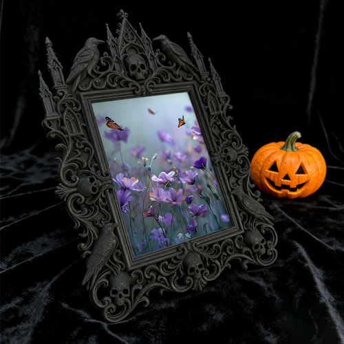 Gothic Dark-style Photo Frame | Astrology Studio Table Decor, Photo Ornament, Wall-mountable & Tabletop, Waterproof Plastic Frame