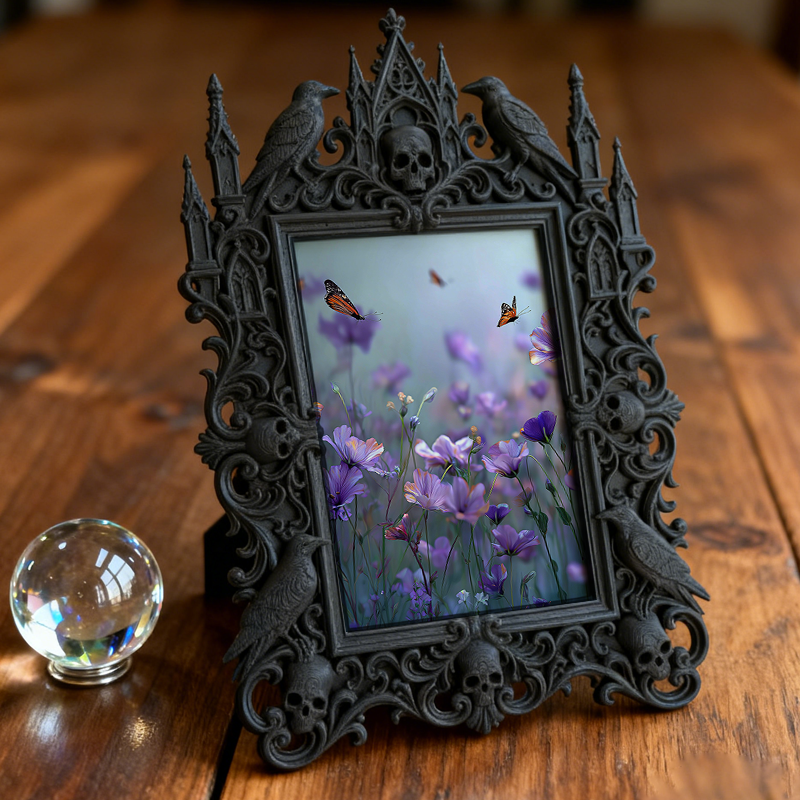 Gothic Dark-style Photo Frame | Astrology Studio Table Decor, Photo Ornament, Wall-mountable & Tabletop, Waterproof Plastic Frame