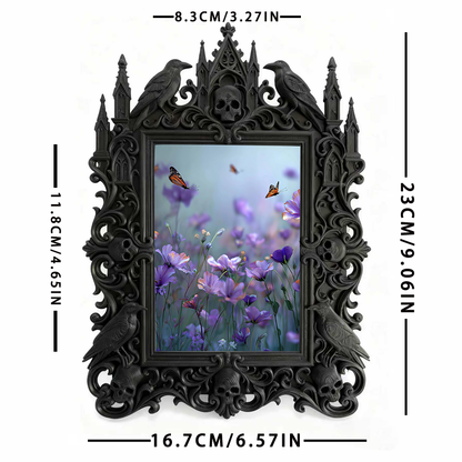 Gothic Dark-style Photo Frame | Astrology Studio Table Decor, Photo Ornament, Wall-mountable & Tabletop, Waterproof Plastic Frame