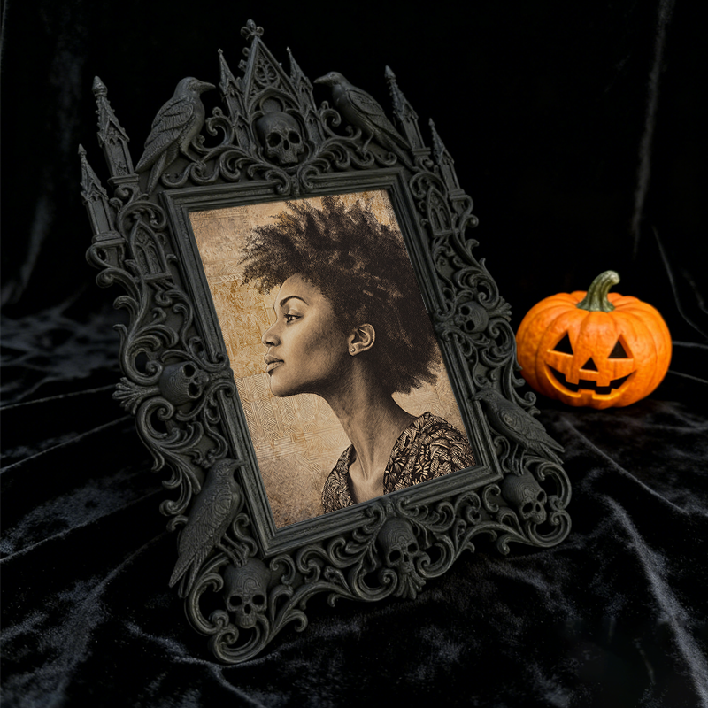 Gothic Dark-style Photo Frame | Horror Movie Viewing Room Decor, Photo Ornament, Wall-mountable & Tabletop, Waterproof Plastic Frame