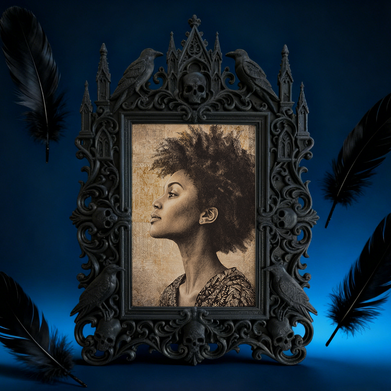 Gothic Dark-style Photo Frame | Horror Movie Viewing Room Decor, Photo Ornament, Wall-mountable & Tabletop, Waterproof Plastic Frame